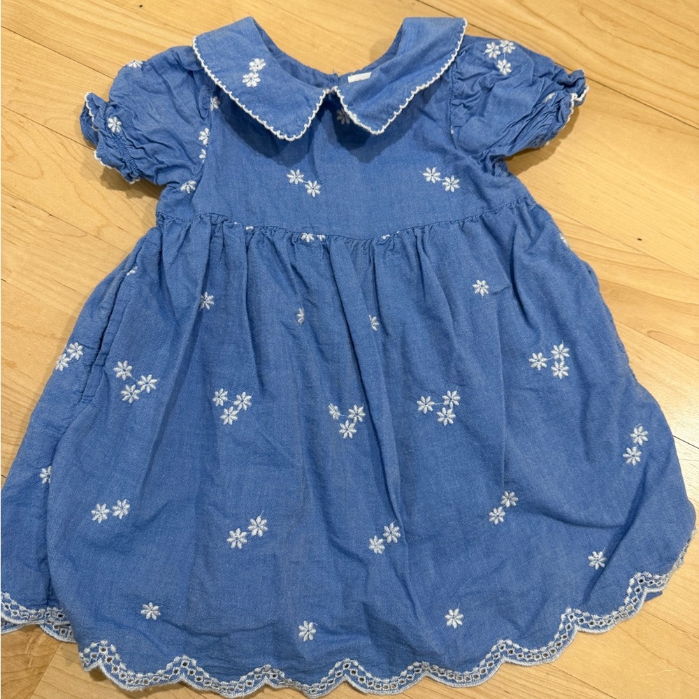 Cat & Jack Blue Dress with White Embroidery